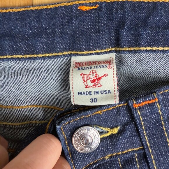TRUE RELIGION Johnny Bootcut Straight Leg Low Rise Dark Wash Blue Jeans Size 30‎ - Picture 3 of 7